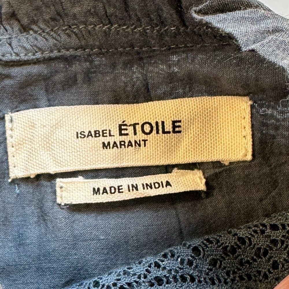 Isabel Marant Étoile Lace Ruffle Blouse Blue Size 34 Boho Cotton Top - Picture 5 of 14